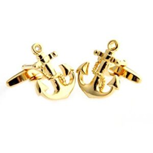 MRCUFF Anchor USN Pair of Cufflinks in a Presentation Gift Box & Polishing Cloth