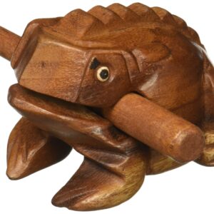 Medium 4” Wood Frog Guiro Rasp - Percussion Musical Instrument Tone Block - Wooden Frog Instrument with Stick, Frog Noise Maker by World Percussion USA