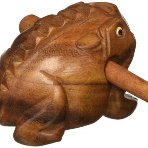 Medium 4” Wood Frog Guiro Rasp - Percussion Musical Instrument Tone Block - Wooden Frog Instrument with Stick, Frog Noise Maker by World Percussion USA