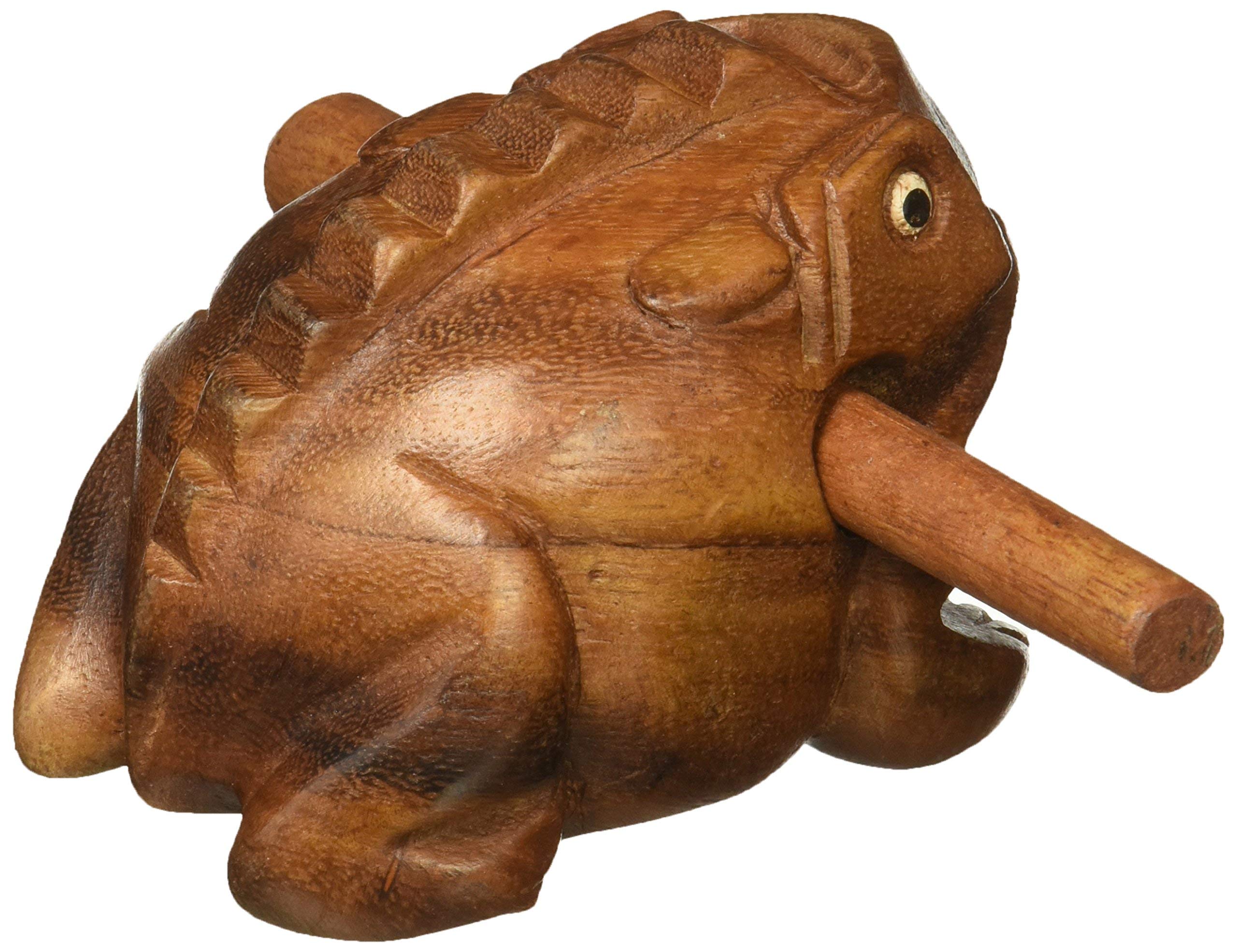 Medium 4” Wood Frog Guiro Rasp - Percussion Musical Instrument Tone Block - Wooden Frog Instrument with Stick, Frog Noise Maker by World Percussion USA