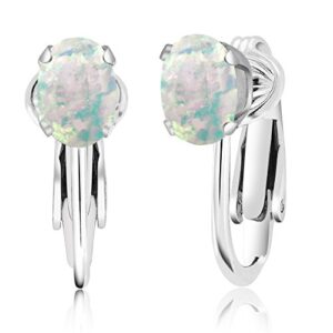 Gem Stone King 925 Sterling Silver Gemstone Birthstone Clip-On Earrings | Drop Earrings for Women | Oval 7X5MM | Gift For Women Mother Bridesmaids