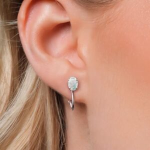 Gem Stone King 925 Sterling Silver Gemstone Birthstone Clip-On Earrings | Drop Earrings for Women | Oval 7X5MM | Gift For Women Mother Bridesmaids