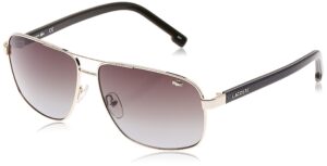 lacoste men's l162s rectangular sunglasses, gold/brown, 61 mm