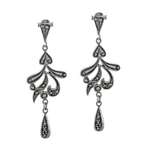 Gorgeous Jellyfish Inspired Marcasite and .925 Sterling Silver Dangle Earrings