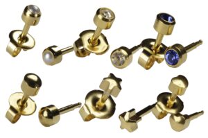 ear piercing earrings 6 pairs of 4mm 16ga thick post gold studex studs hypoallergenic