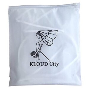 KLOUD City White Double Ribbon Edge Center Cascade Bridal Wedding Veil with Comb