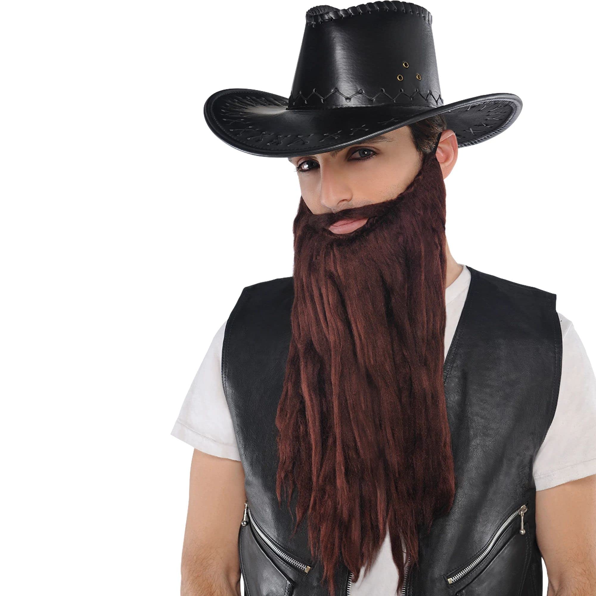 Amscan Long Plush Beard/Moustache Costume Accessory - One Size, Brown - 1 Pc.