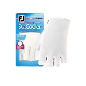 footjoy women's stacooler sport golf glove, white large, worn on left hand