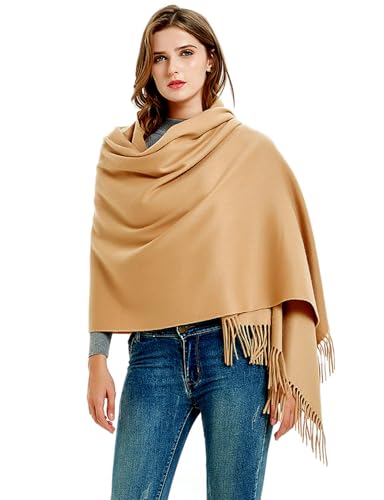 Novawo Wool Shawl Large Thick Pashmina Travel Scarf Winter Wraps for Women