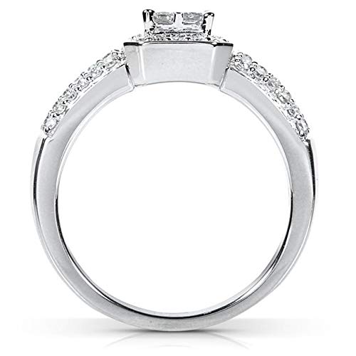 Kobelli Princess Diamond Wedding Set 3/4 carat (ctw) in 14k White Gold - 3 Piece Set, Size 7, White Gold