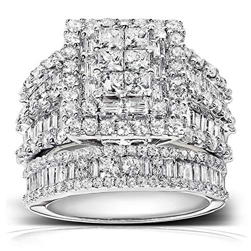 Kobelli Diamond Engagement Ring and Wedding Band Set 2 3/5 carats (ctw) in 14K White Gold, Size 5, White Gold