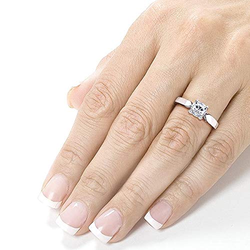 Kobelli Round Moissanite Solitaire Engagement Ring 1 CTW 14k White Gold, Size 7, White Gold