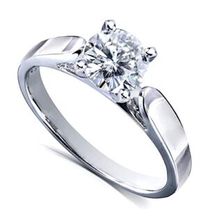 Kobelli Round Moissanite Solitaire Engagement Ring 1 CTW 14k White Gold, Size 7, White Gold