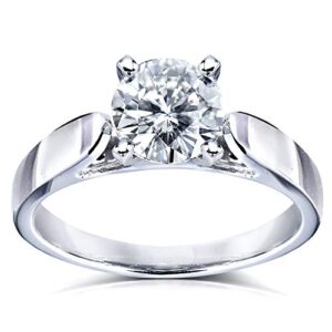 Kobelli Round Moissanite Solitaire Engagement Ring 1 CTW 14k White Gold, Size 9, White Gold