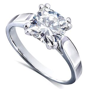 Kobelli Cushion-cut Moissanite Solitaire Engagement Ring 2 CTW 14k White Gold, Size 6