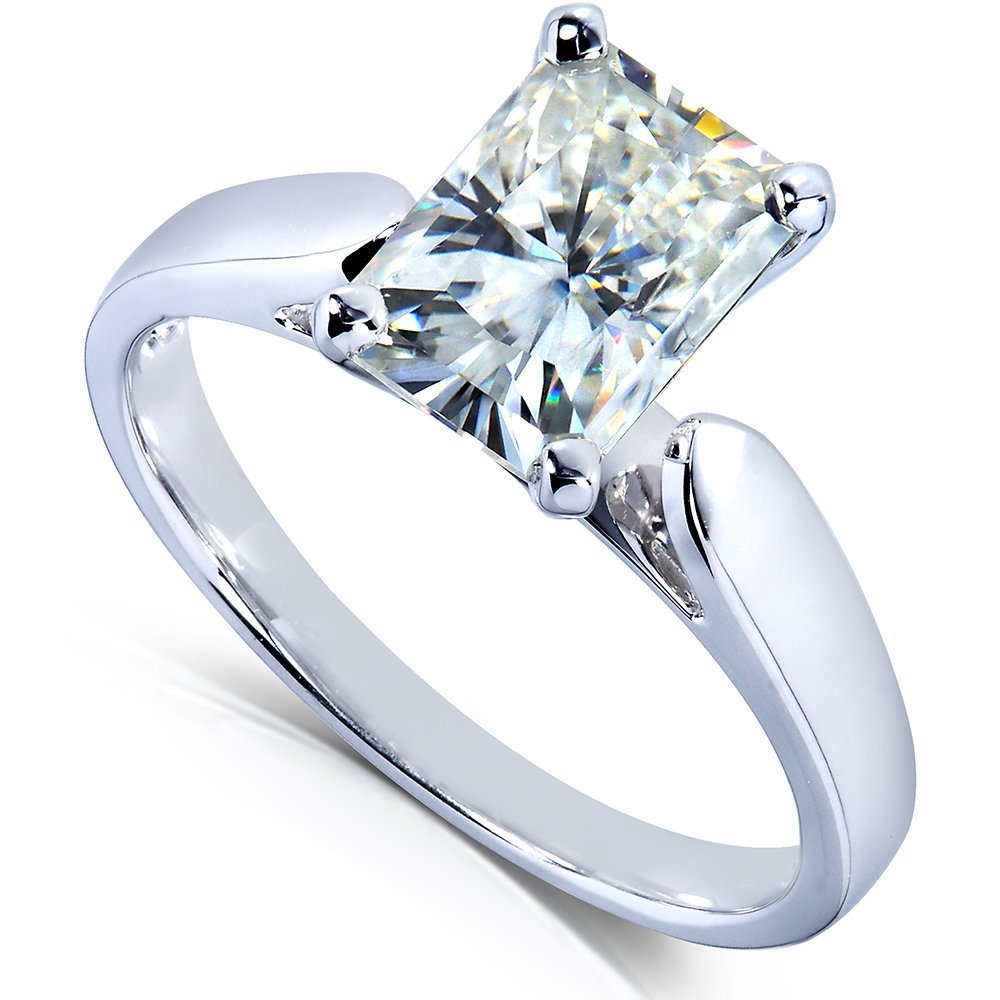 Kobelli Radiant-cut Moissanite Solitaire Engagement Ring 1 4/5 CTW 14k White Gold, Size 8.5