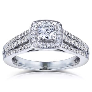 kobelli diamond engagement ring 1/2 carat tdw multirow halo 14k white gold