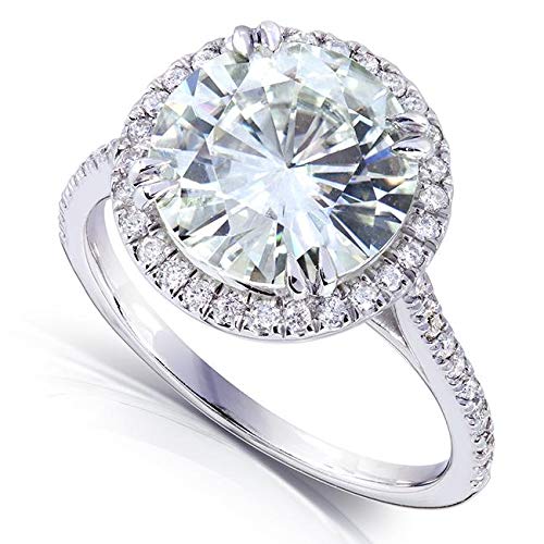 Kobelli Round-cut Moissanite Engagement Ring 3 1/3 CTW 14k White Gold (9.5mm), Size 4, White Gold