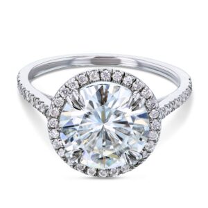 Kobelli Round-cut Moissanite Engagement Ring 3 1/3 CTW 14k White Gold (9.5mm), Size 4, White Gold