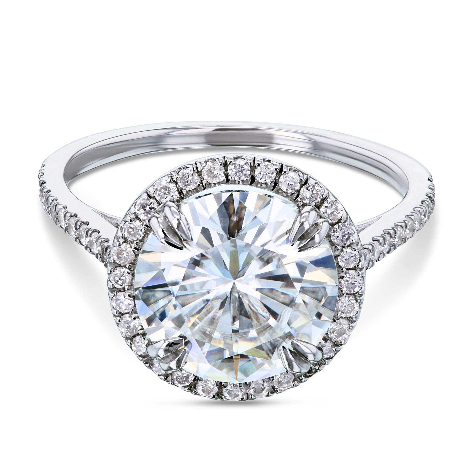 Kobelli Round-cut Moissanite Engagement Ring 3 1/3 CTW 14k White Gold (9.5mm), Size 4, White Gold