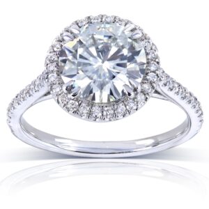 kobelli round-cut moissanite engagement ring 2 ctw 14k white gold (8.0mm), size 5, white gold