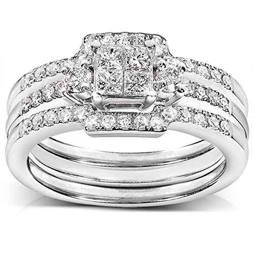 Kobelli Diamond Engagement Ring and Wedding Band Set 1/2 carat (ctw) in 14k White Gold (3 Piece Set), Size 8, White Gold