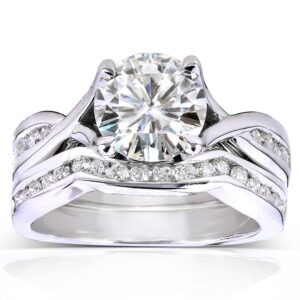 kobelli round-cut moissanite bridal set 1 1/2 ctw 14k white gold, size 7