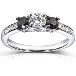 kobelli black and white diamond engagement ring 3/5 carat (ctw) in 14k white gold, size 9