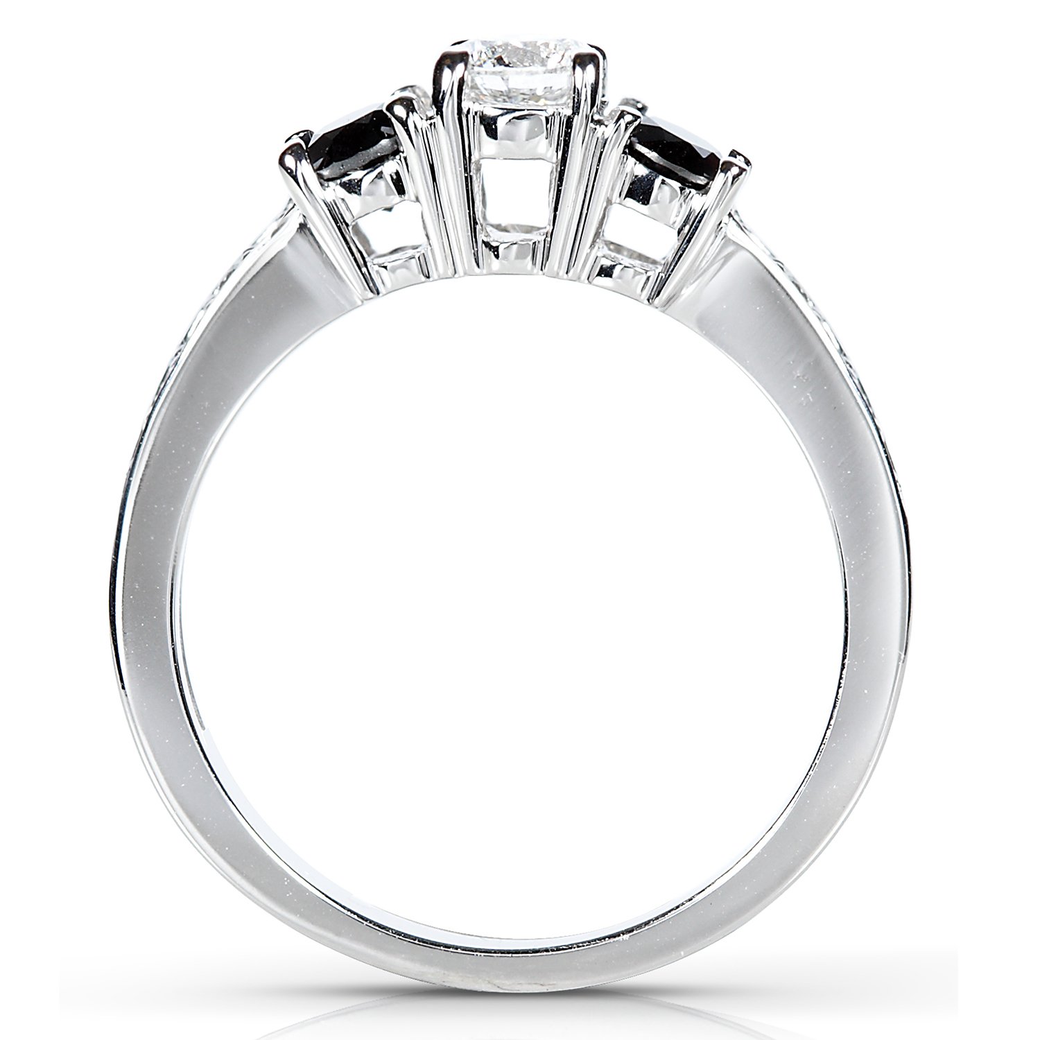 Kobelli Black and White Diamond Engagement Ring 3/5 Carat (ctw) in 14k White Gold, Size 9