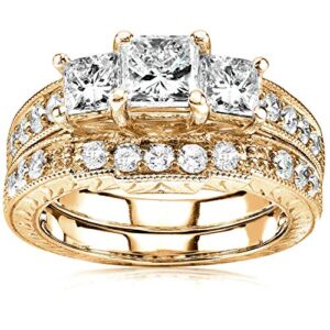 Kobelli Diamond Wedding Ring Set 1 3/5 carats (ctw) in 14K Gold, Size 8, White Gold