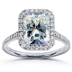 kobelli radiant-cut moissanite engagement ring 3 ctw 14k white gold, size 5, white gold