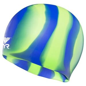 TYR Multi Colour Silicone Swim Cap Green/Blue