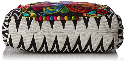 Laurel Burch 138199 Crossbody 13.5"X4"X10", Blossoming Feline,Blk/Wht/Pur