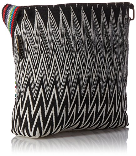 Laurel Burch 138199 Crossbody 13.5"X4"X10", Blossoming Feline,Blk/Wht/Pur