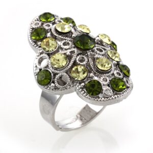 soulbreezecollection green flower design cocktail ring jewelry for prom bridal wedding bridesmaid brides