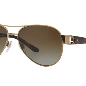 Ralph by Ralph Lauren Women's RL7047Q Aviator Sunglasses, Shiny Pale Gold/Gradient Brown Polarized, 58 mm