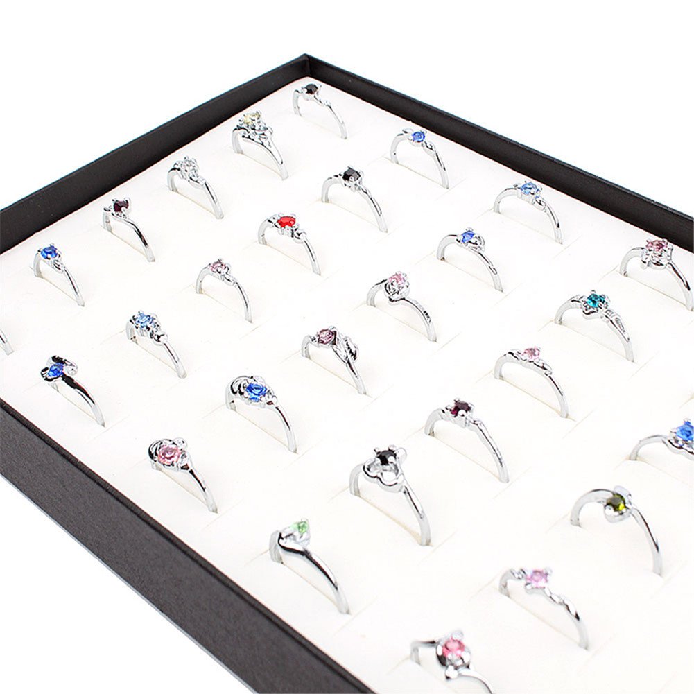 Woman Wholesale Lots 30pcs Rhinestone Assorted Silver Plated Ring