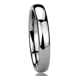 Prime Pristine Free Engraving Personalized Stainless Steel Wedding Band Ring 4MM High Polished Classy Domed Ring SZ:7