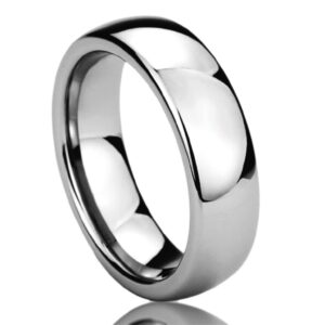 prime pristine free engraving personalized stainless steel wedding band ring 6mm high polished classy domed ring sz:7