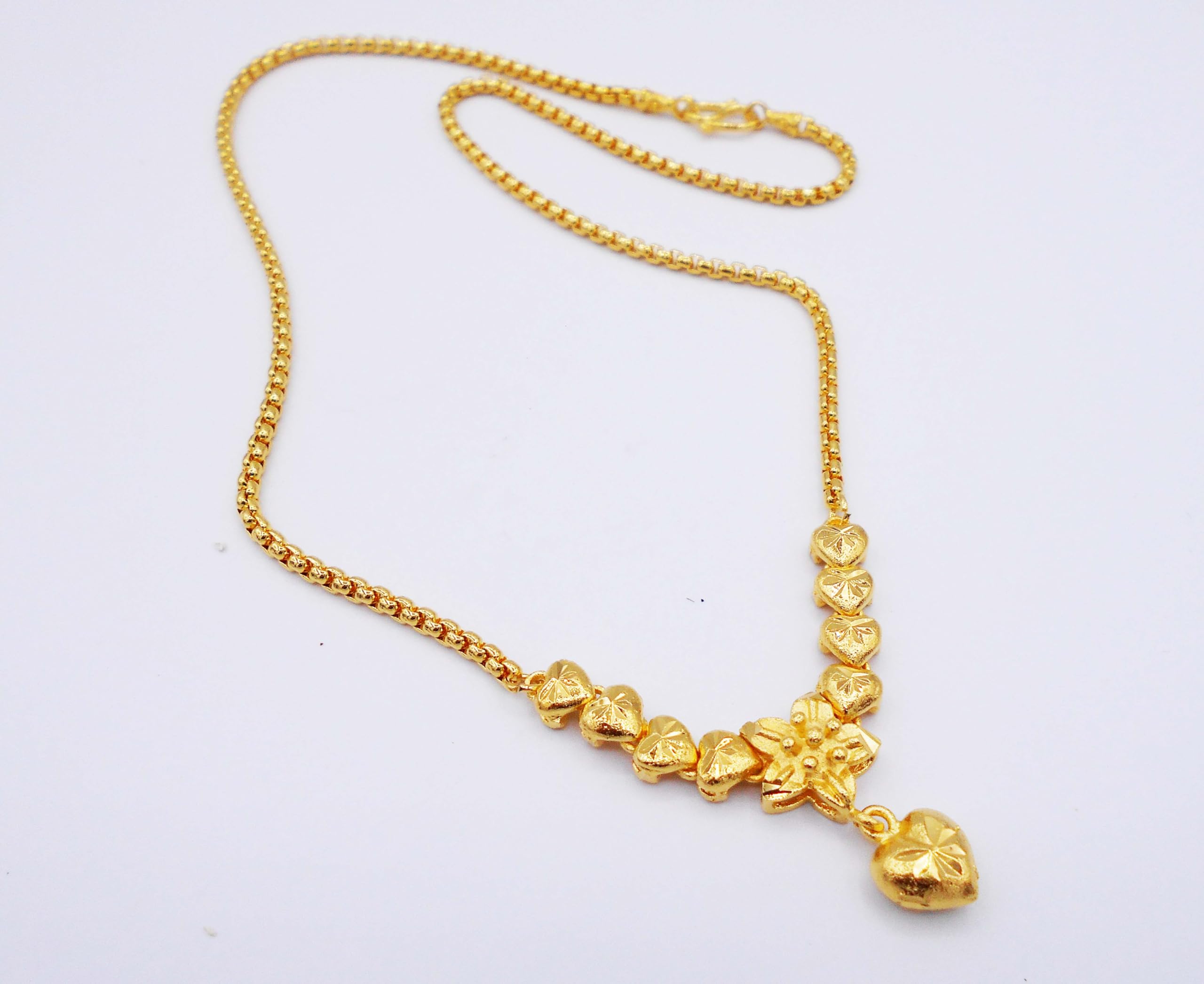 arrawana77 Flower 24k Thai Baht Yellow Gold Plated Filled Necklace Jewelry