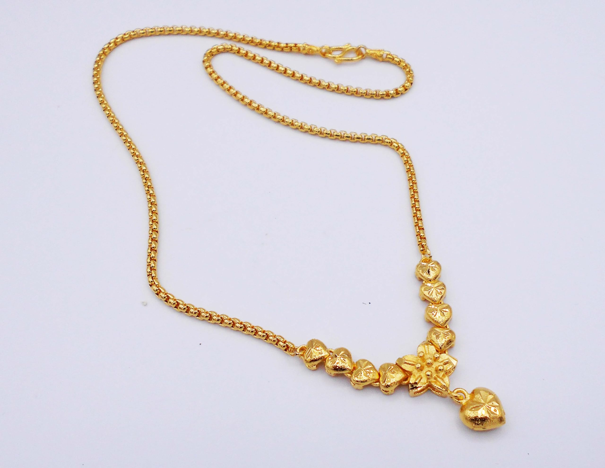 arrawana77 Flower 24k Thai Baht Yellow Gold Plated Filled Necklace Jewelry