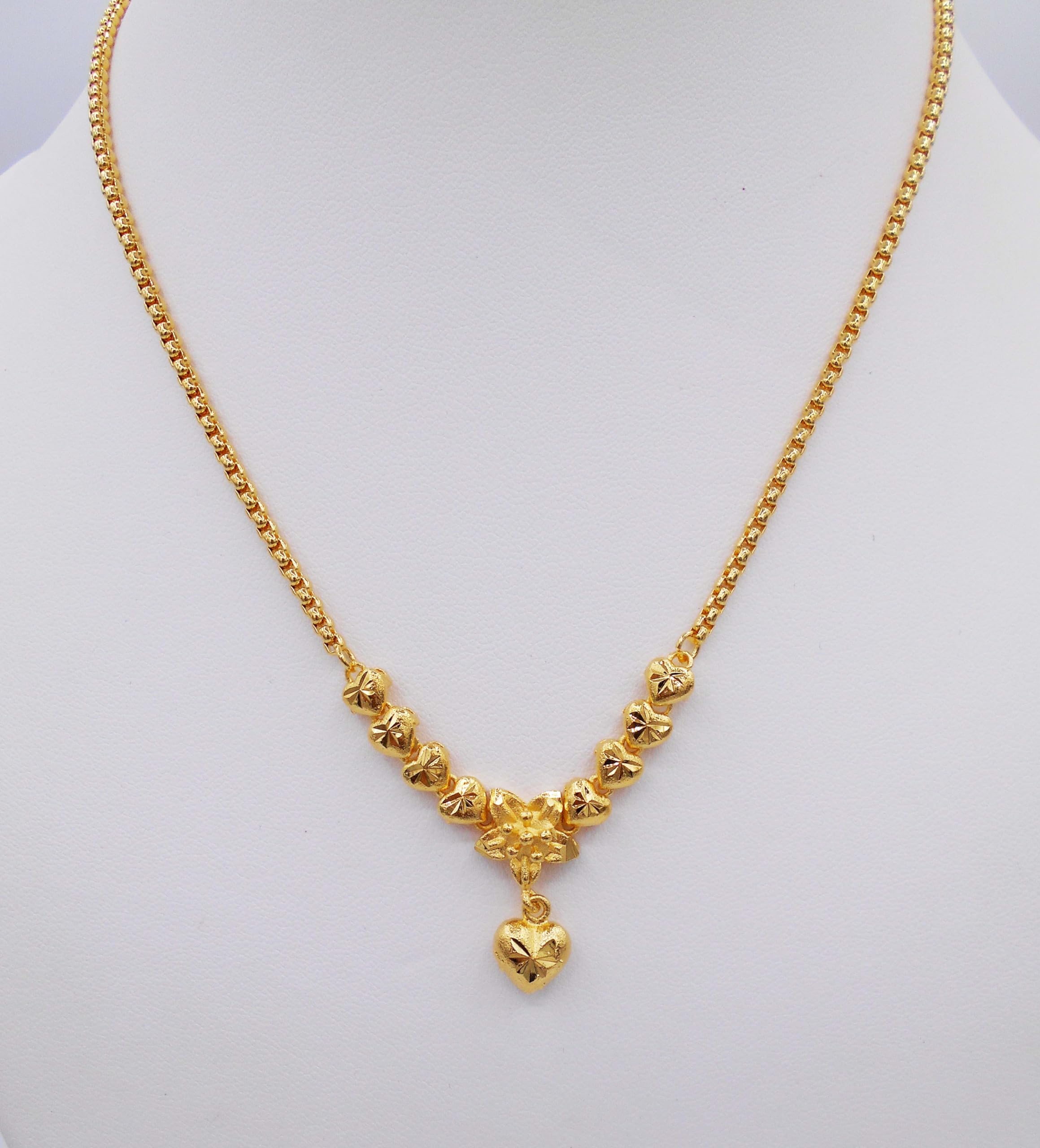 arrawana77 Flower 24k Thai Baht Yellow Gold Plated Filled Necklace Jewelry