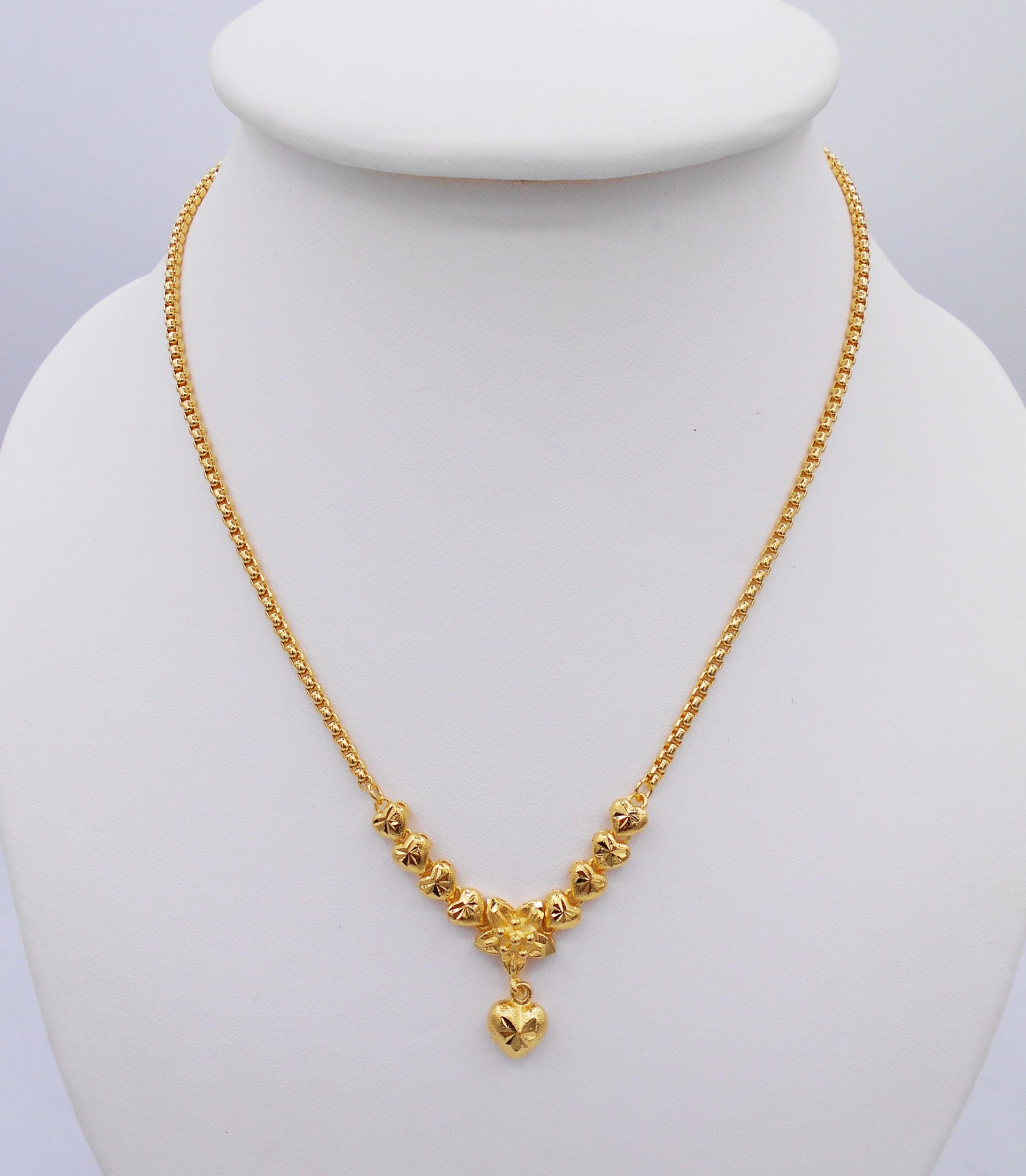 arrawana77 Flower 24k Thai Baht Yellow Gold Plated Filled Necklace Jewelry