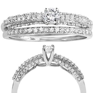 Dazzlingrock Collection 0.66 Carat (Cttw) 14K Diamond Engagement Ring Set, White Gold, Size 4.5