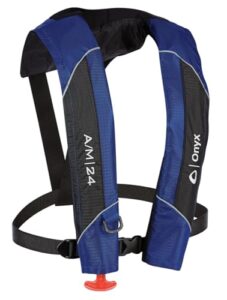 onyx a/m-24 automatic/manual inflatable life jacket, blue