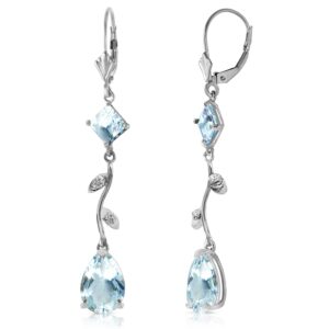 Galaxy Gold GG 14k White Gold Chandelier Earrings with Diamonds and Aquamarines