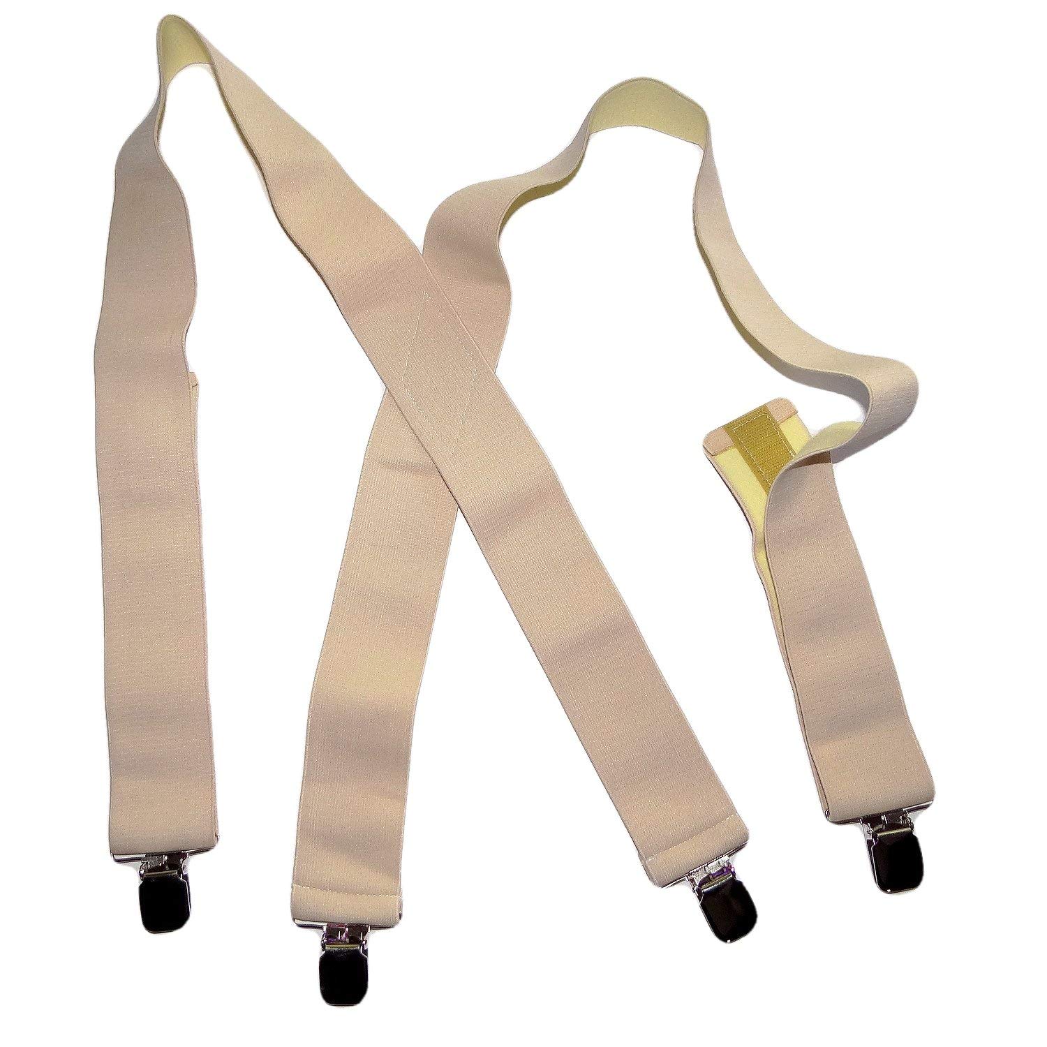 Holdup Traditional Style Tan 2" Under-Ups Suspenders for Men with USA Patented Metal "No-Slip" clips