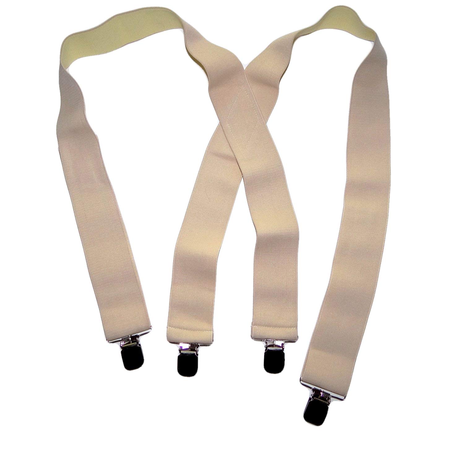 Holdup Traditional Style Tan 2" Under-Ups Suspenders for Men with USA Patented Metal "No-Slip" clips