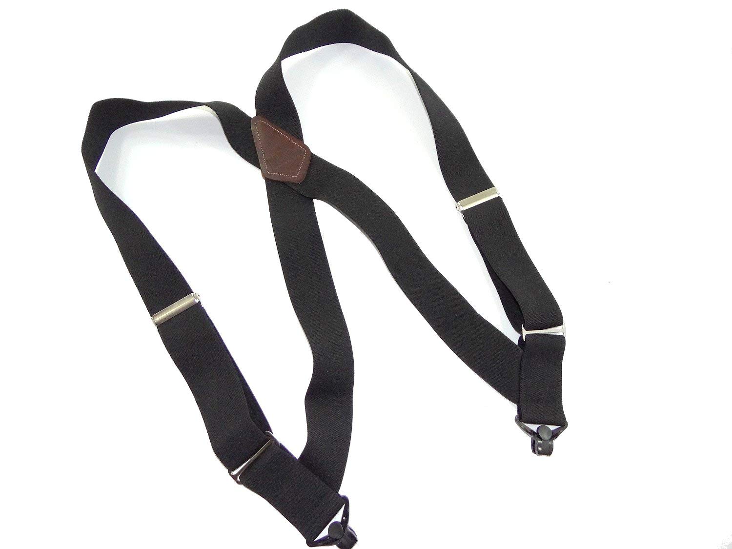 Hold-Up Hip-clip Style Suspenders for Men 1 1/2" Wide (Black/Plastic Clip)