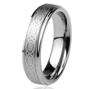 Prime Pristine Free Engraving Personalized Titanium Comfort Fit Wedding Band Ring 6mm Celtic Knot Design Ring-Size 13